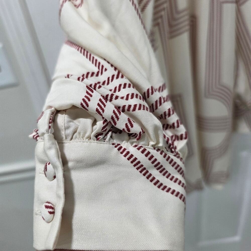 NWT H&M Plus Size 18 Geometric Print Tunic Dress Cream Maroon Oversized Boho - Picture 6 of 9